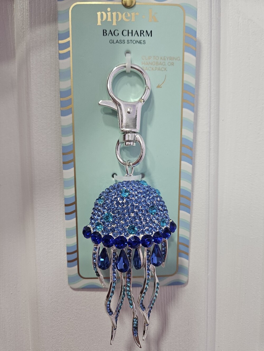 Piper K Blue Crystal Jellyfish Bag Charm - NWT
